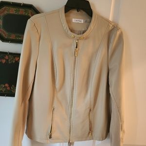 Calvin Klein zippered faux leather jacket